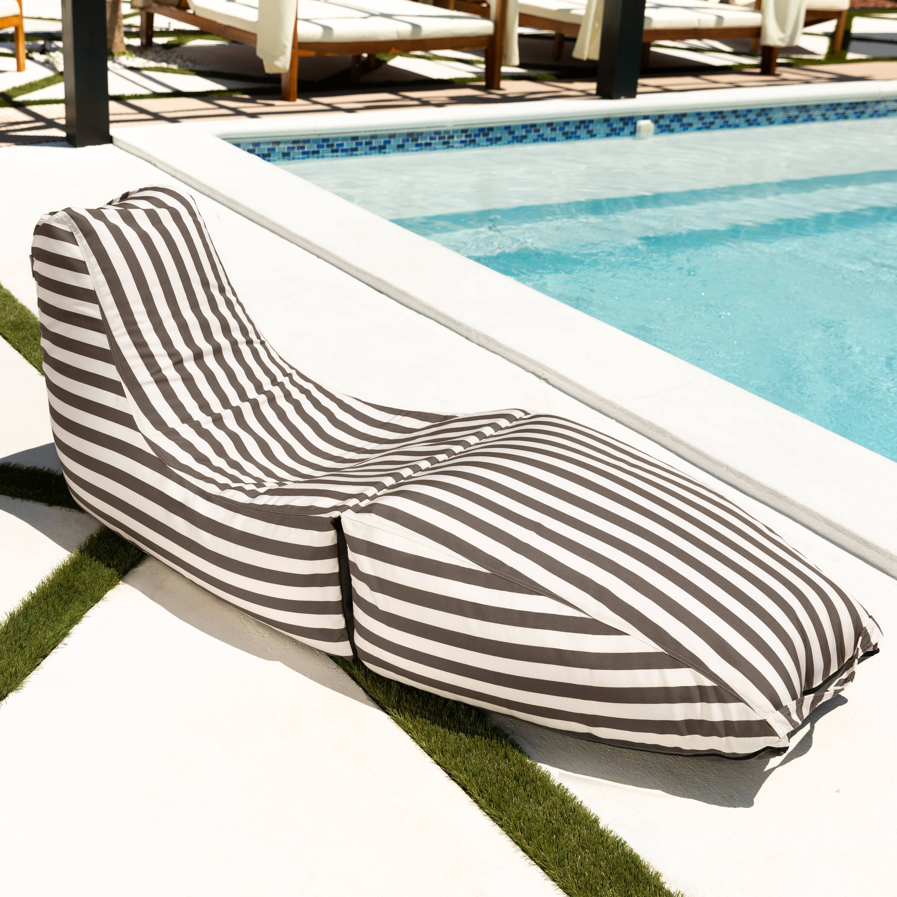 Alt View 2. Jaxx - Jaxx Prado Outdoor Chaise Lounge, Taupe Stripes - Taupe Stripes.