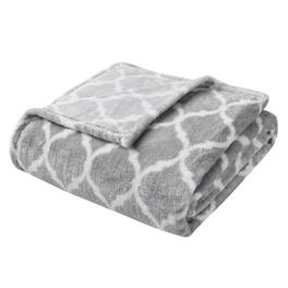 Gracie Mills - Graig Modern Ogee Print Microlight Oversized Plush Throw Blanket - Gray