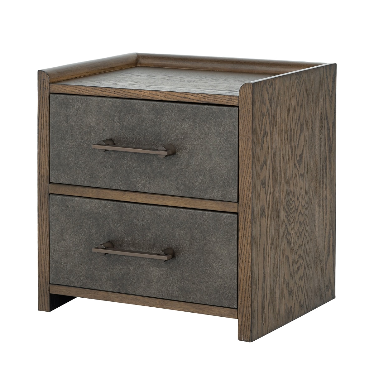 Loheer - Mid Century Modern Nightstand, Two Drawer Bedside Table - Dark Walnut