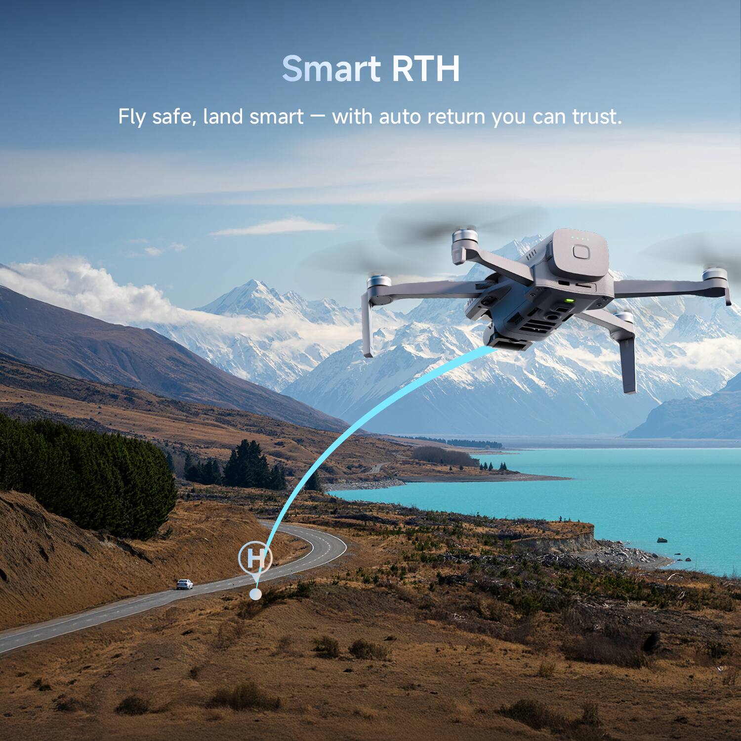 Fly safe, land smart — with auto return you can trust. Smart RTH