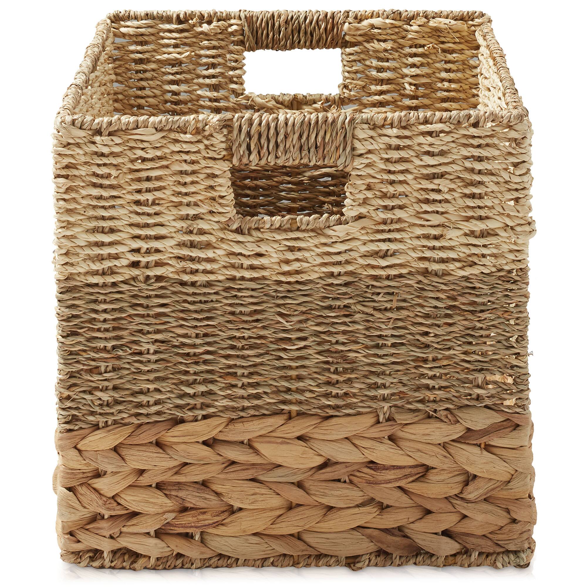Alt View 3. Casafield - 13 x 13-in Water Hyacinth Storage Baskets - 6 Pack - Natural, Mixed Weave.
