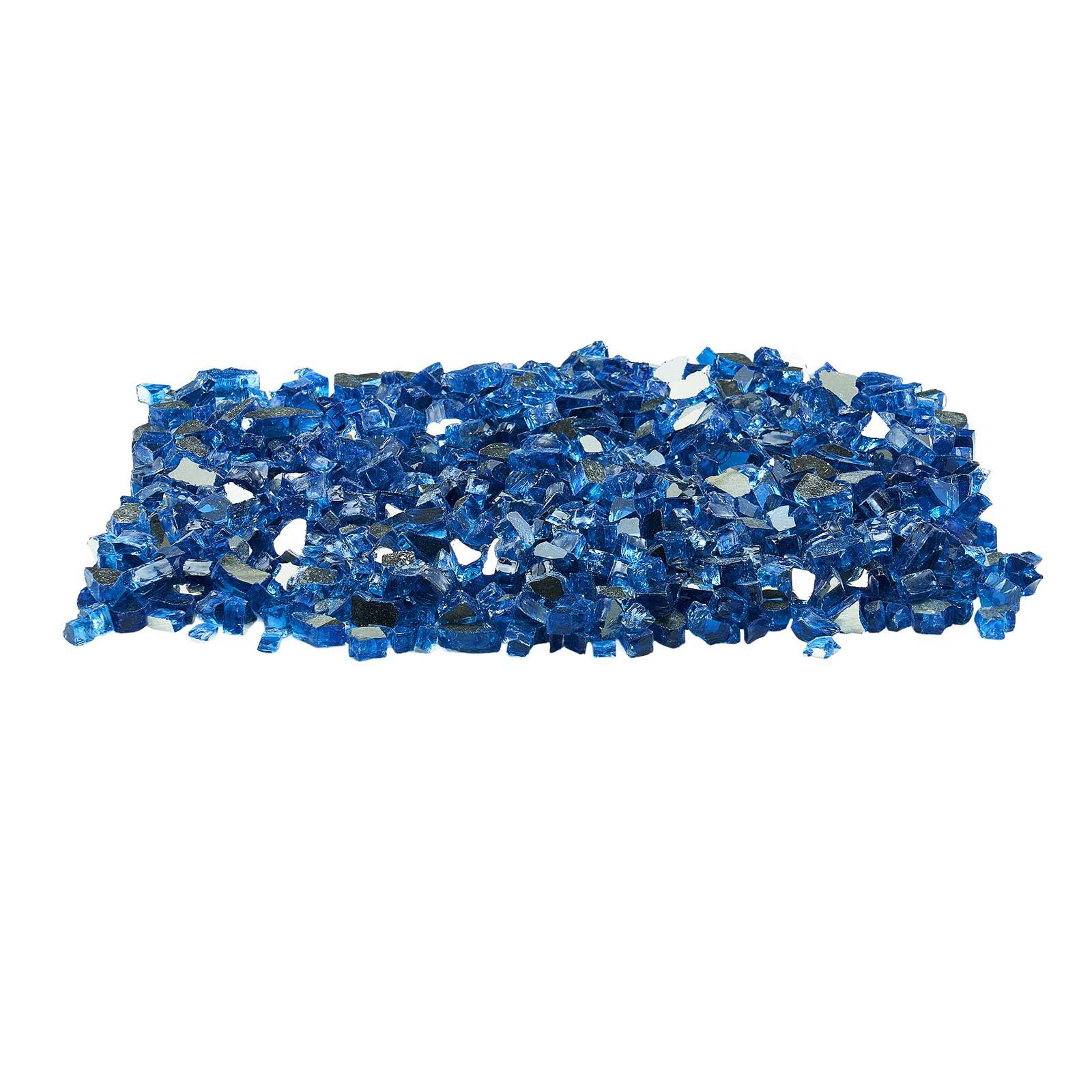 Alt View 5. VEVOR - Fire Glass, 10LBS / 4.5KG High-Temperature Resistant Fireplace Rocks, 1/2-Inch / 12.7 mm Reflective & Smokeless Firepit - Pacific Blue.