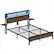 Alt View 11. Bestier - King Size Bed Frame with Headboard LED Platform Bed Frame with Charging Station - Brown.