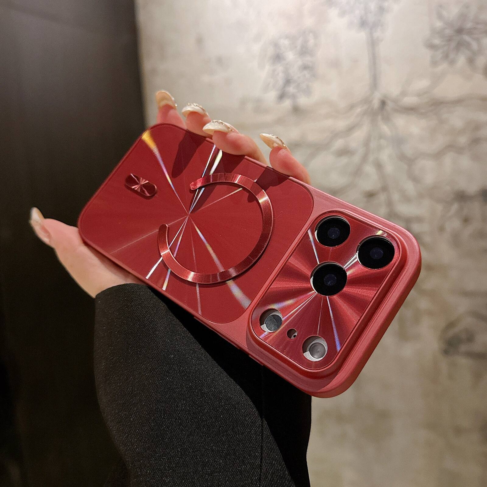 UUCOVER - Magnetic Case for Apple iPhone 17 Pro Max, Compatible with MagSafe, Raised Edge Shockproof CD Texture Protective Cover - Winered