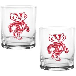 Indigo Falls - Wisconsin Badgers Two Pack 14oz. Vault Sketch Rocks Glass Set - Multicolor