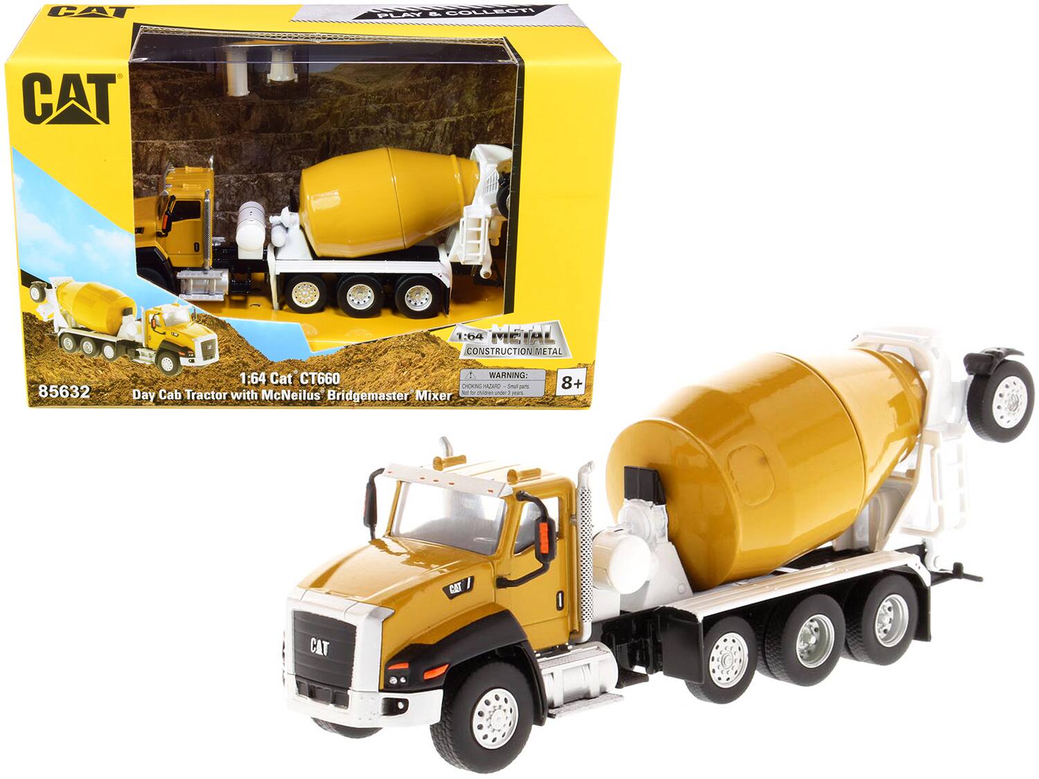 FAT FLAY - COLLECTI CAT 1:64 METAL MO CONSTRUCTION METAL 85632 1:64 Cat CT660  
WARNING: EN GALAN Small as Cab Tractor with McNeilus - Day Cab Tractor with McNeilus Bridgemaster Mixer 8+ CAT
