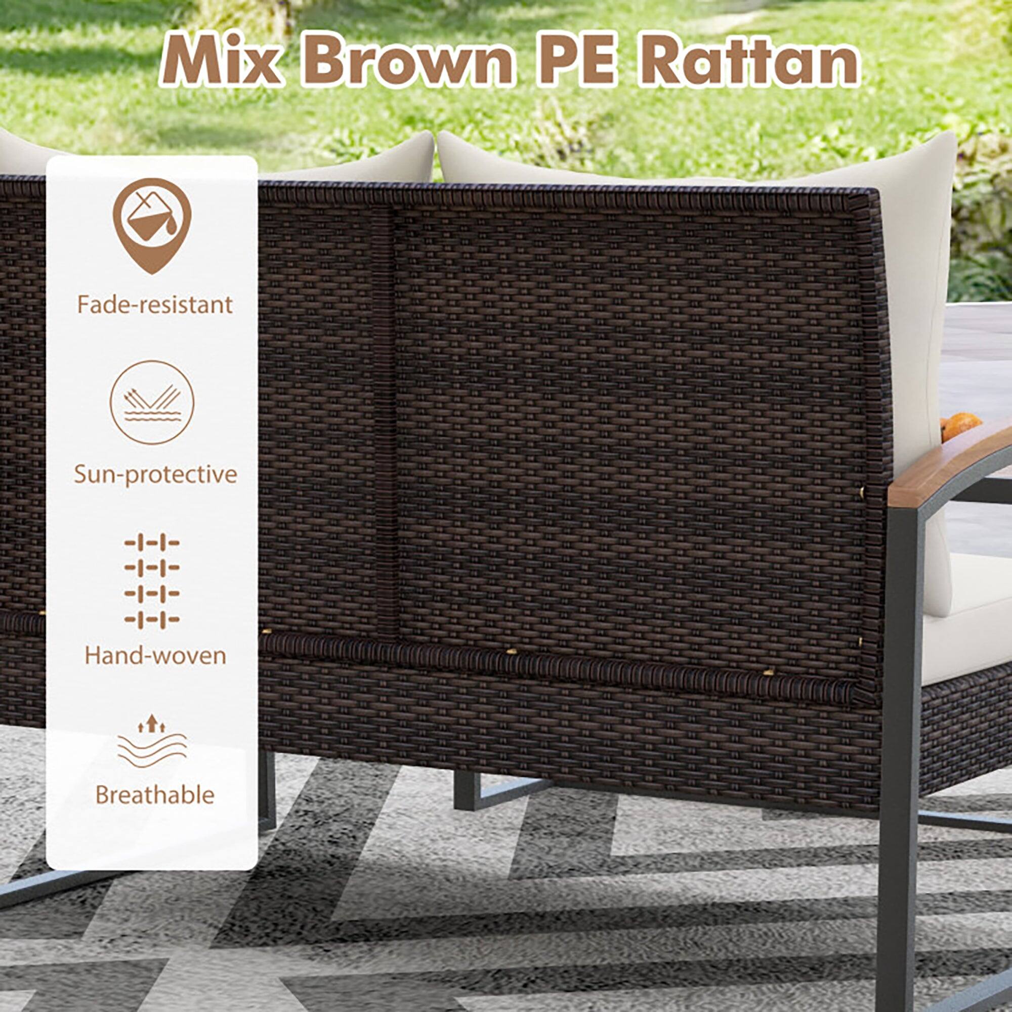 Mix Brown PE Rattan

- Fade-resistant
- Sun-protective
- Hand-woven
- Breathable