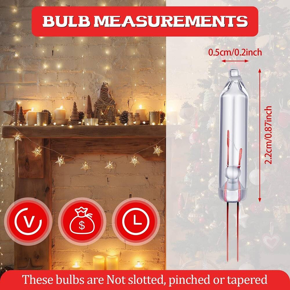 BULB MEASUREMENTS

0.5cm/0.2inch  
2.2cm/0.87inch

These bulbs are Not slotted, pinched or tapered