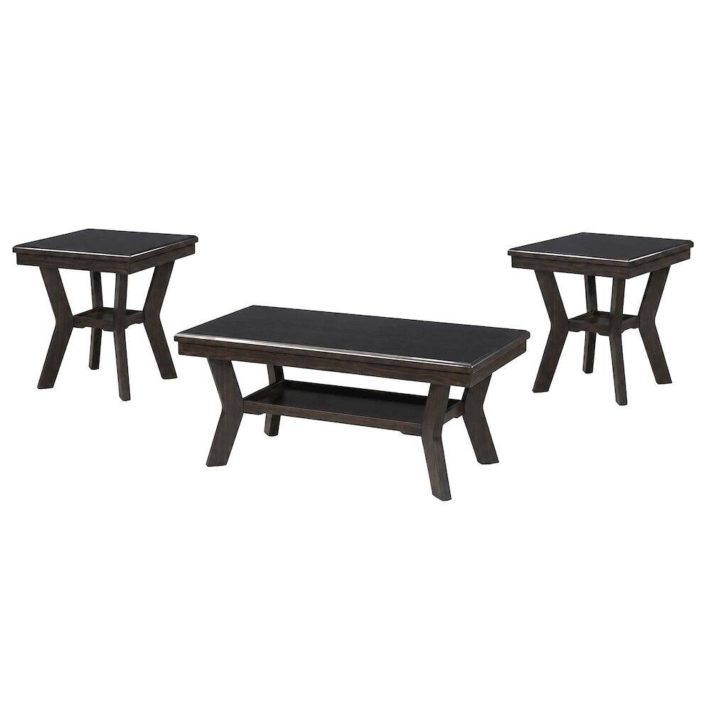 Front. New Classic Furniture - Gia 3-Piece Wood Occasional Table Set in Brown - Brown.