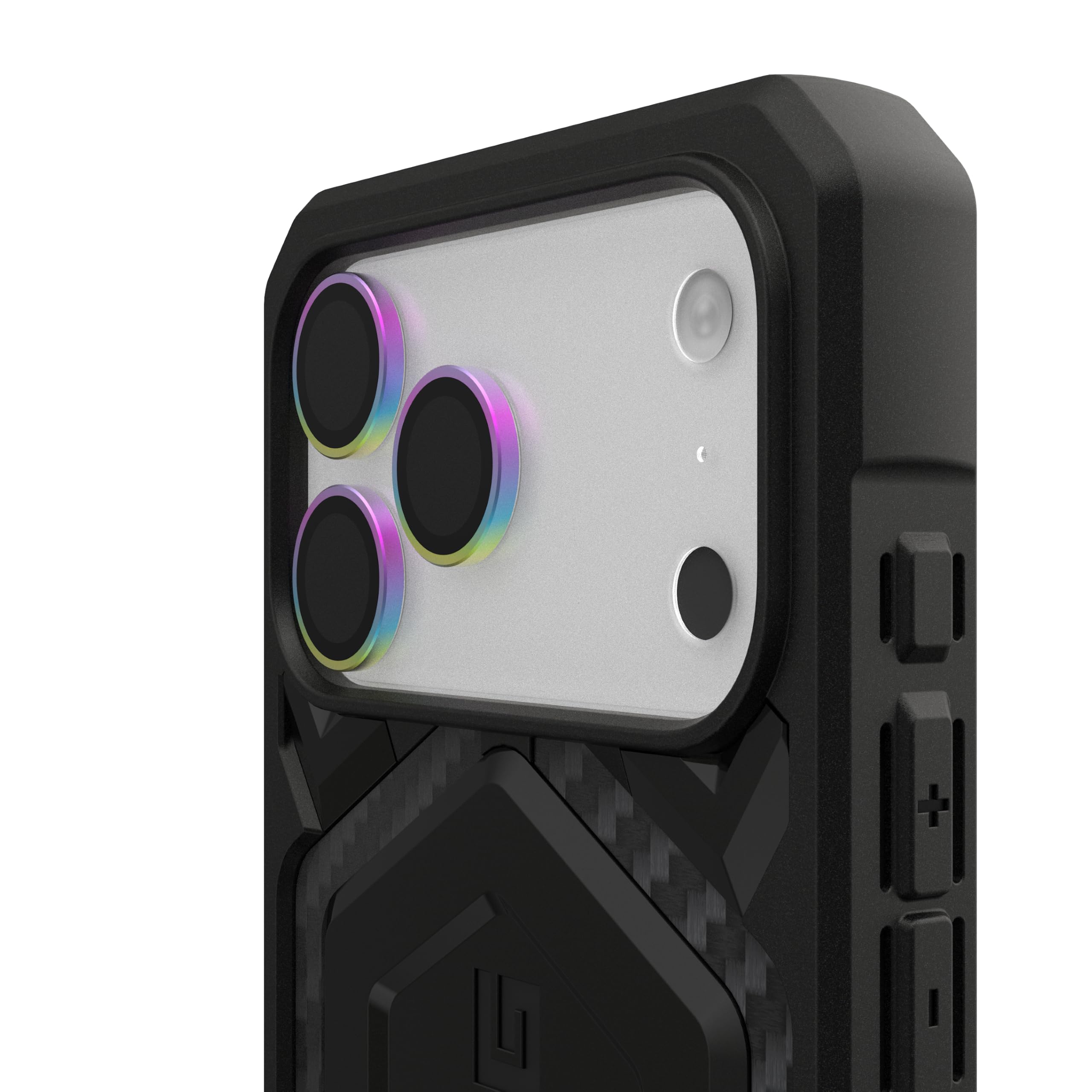 Alt View 5. UAG - iPhone 17 Pro/iPhone 17 Pro Max Lens Protector - Anti-Fingerprint Titanium Alloy Ring Aluminosilicate Glass - Flamed Titanium.