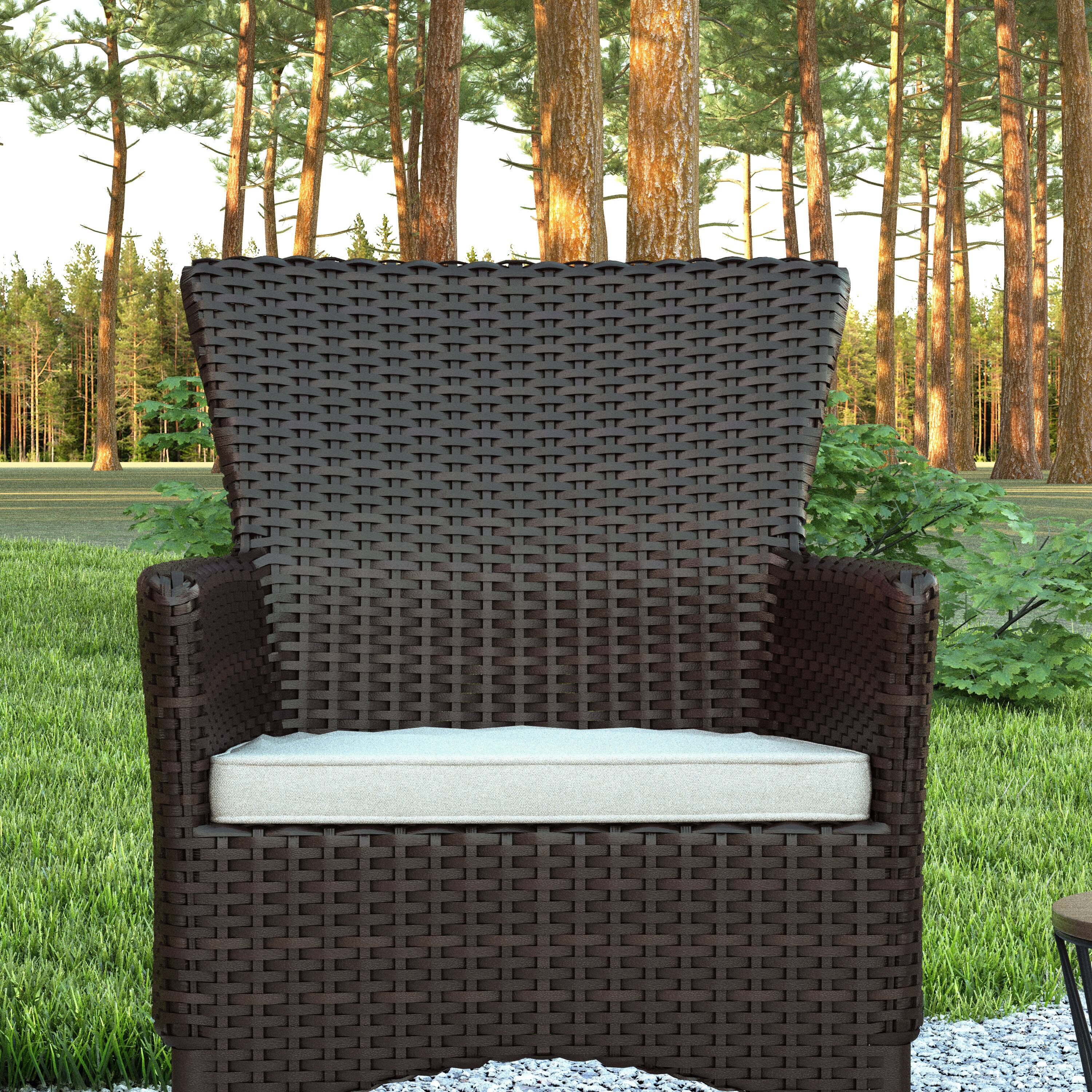Alt View 5. Emma + Oliver - Ina Set of 2 Modern Wicker Patio Chairs with Removable Cushions for Indoor and Outdoor Use - Espresso/Cream.