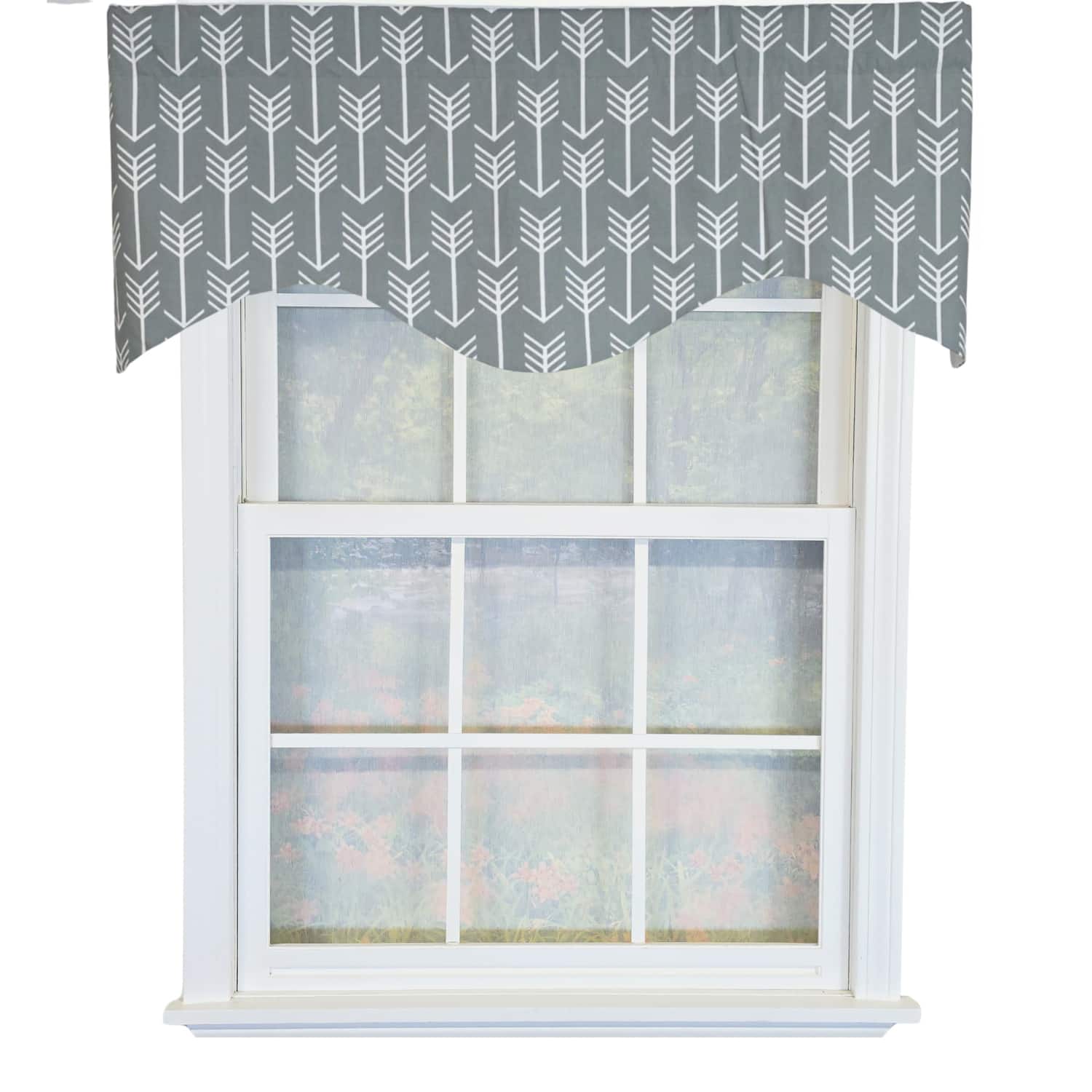 RLF Home - 100% Cotton Native Cornice With Poly/Cotton Ivory lining Rod Pocket Valance 50" x 17" - Gray