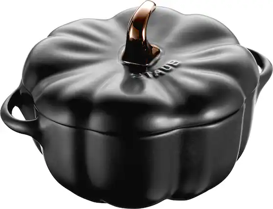 Front. Staub - Staub Ceramic 16-oz Petite Pumpkin Cocotte - Matte Black - Matte Black.