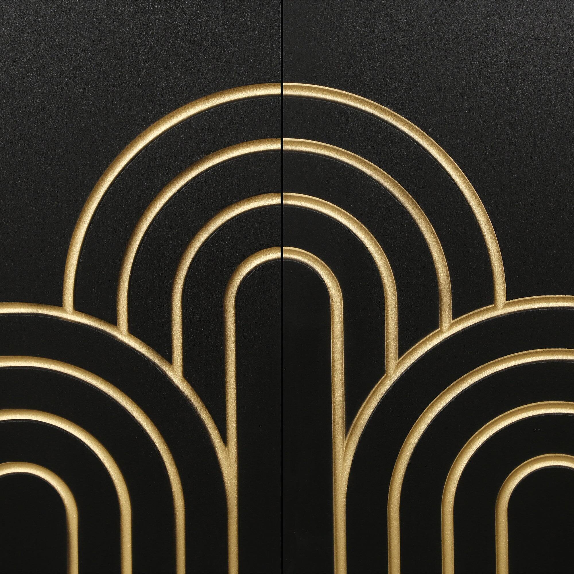 Alt View 4. Boyel Living - Modern Fluted Four Door Sideboard Storage Cabinet - Black.