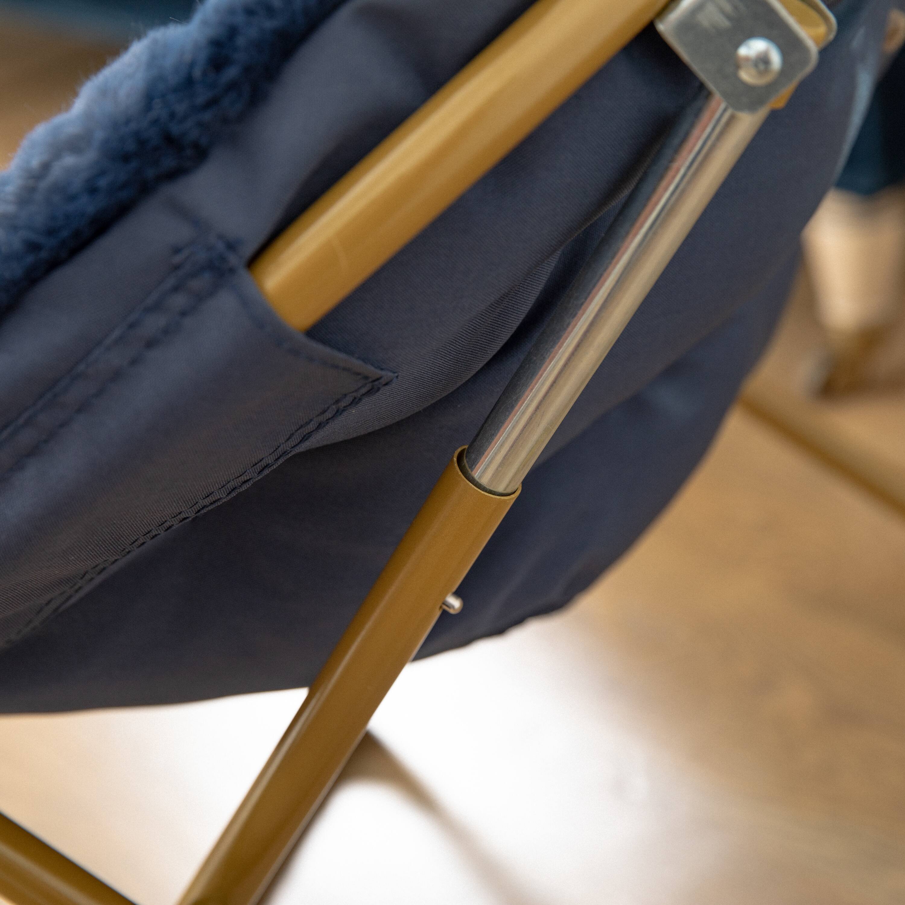 Alt View 2. Flash Furniture - Gwen 23" Kids Cozy Mini Folding Saucer Chair, Faux Fur Moon Chair for Toddlers and Bedroom, Navy/Soft Gold - Blue.