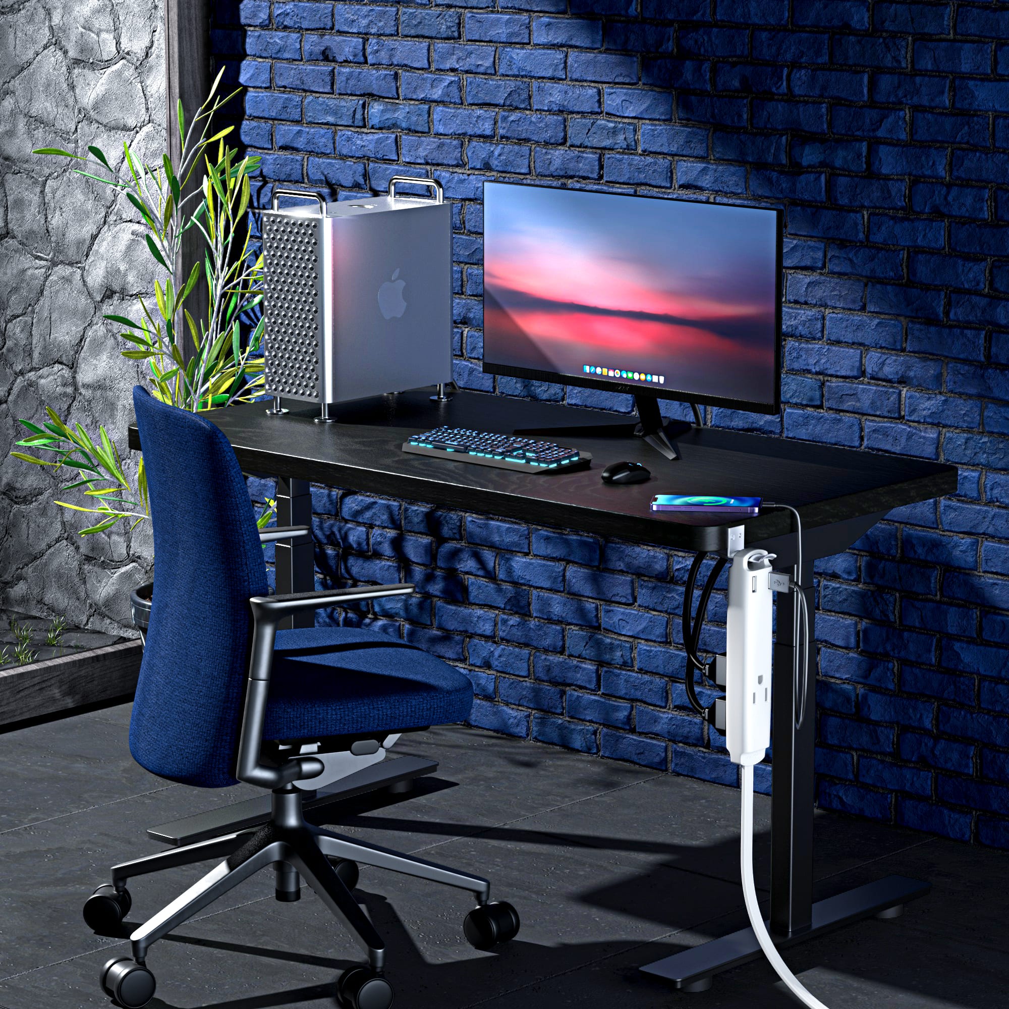 Alt View 6. Maximm - Extension Cord with USB Ports 6FT, 360° Rotating Flat Plug, 3-Outlet with USB Ports (2 Ports), 3 Prong, UL Certified - White.