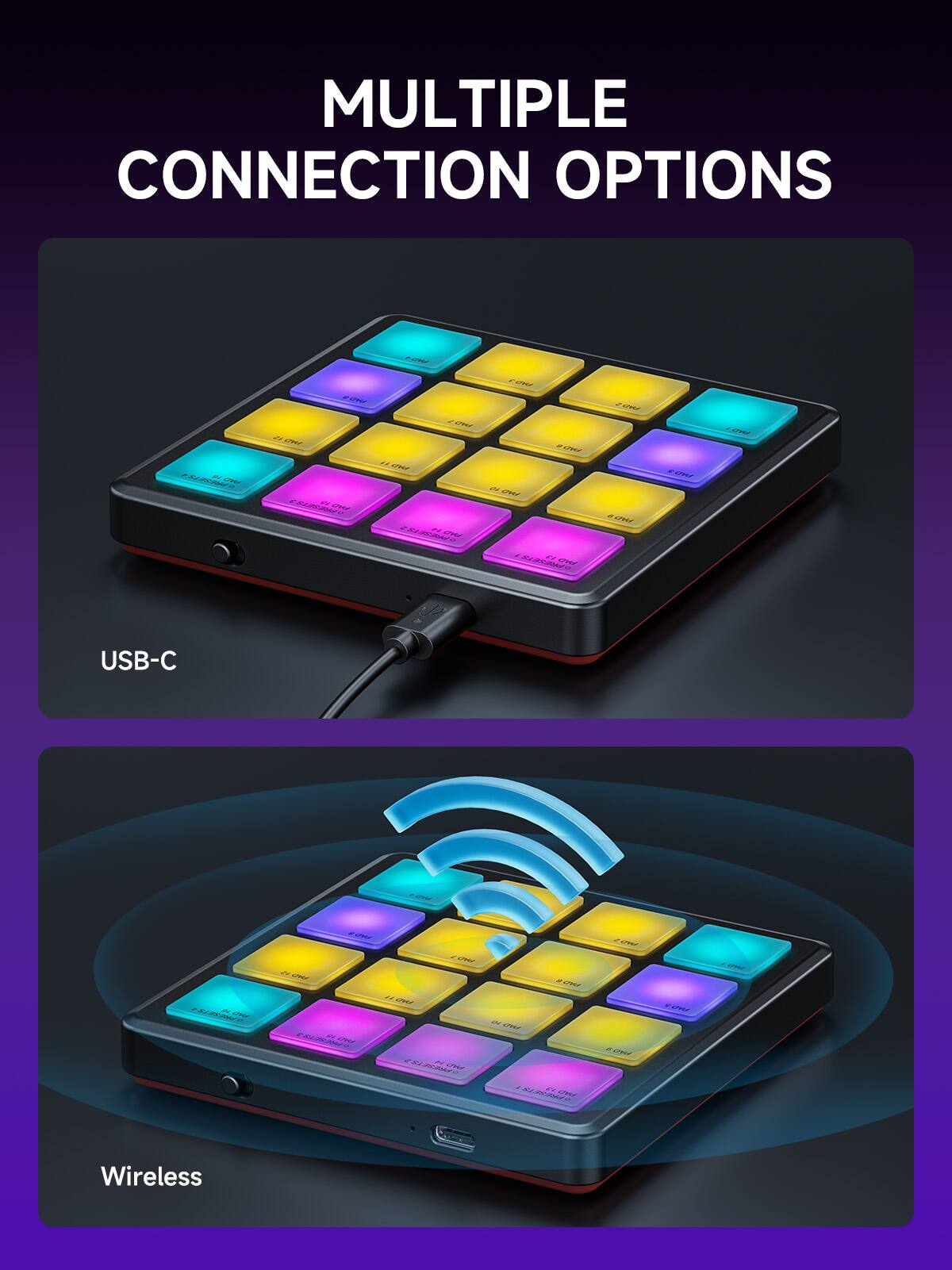 MULTIPLE CONNECTION OPTIONS

- USB-C
- Wireless
