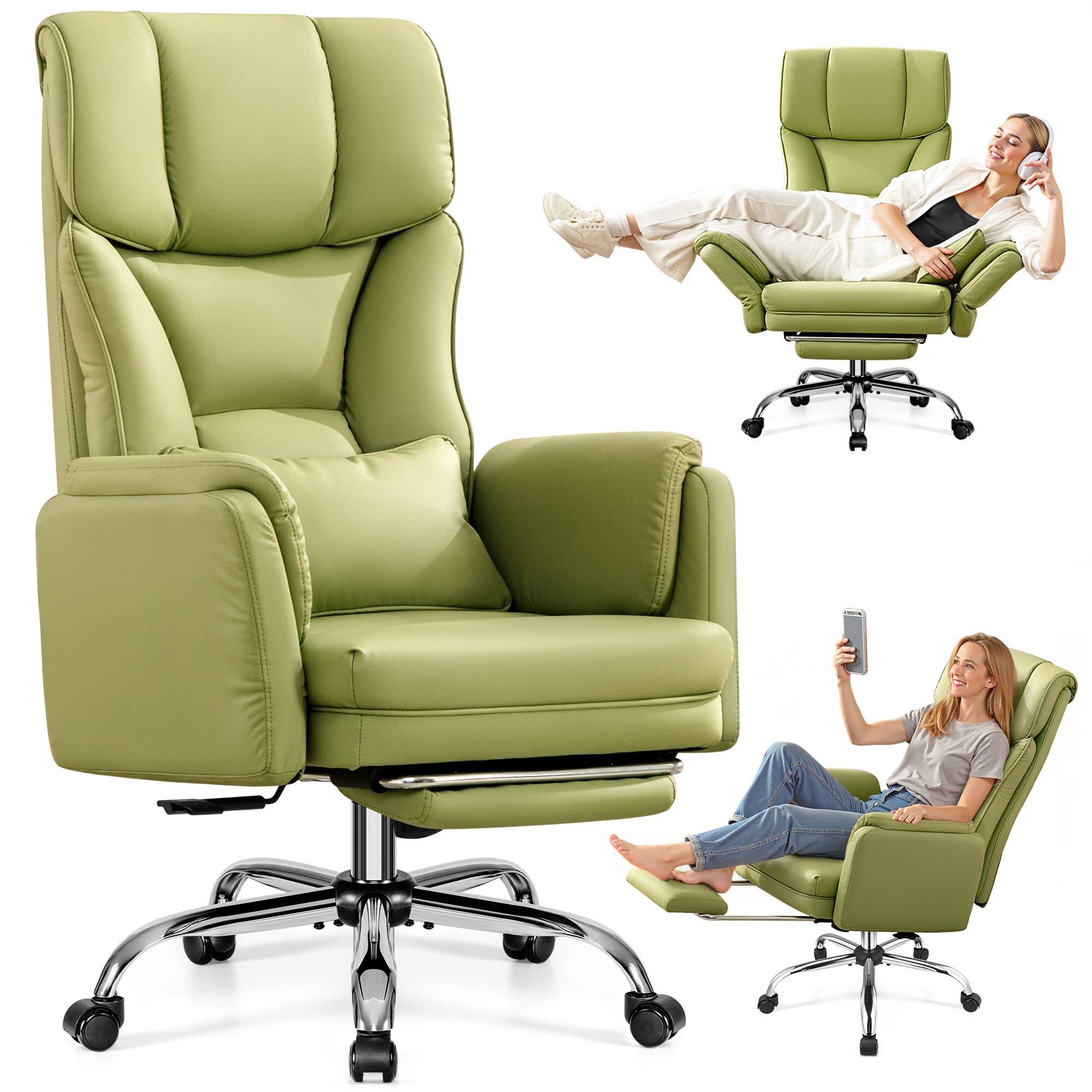 Alt View 8. Brick Attic - 500LBS Plus Ergonomic Office Chair with Footrest, Wide Cross Legged Executive Chair with Reversible Armrests, 120°Tilt - Avocado Green.