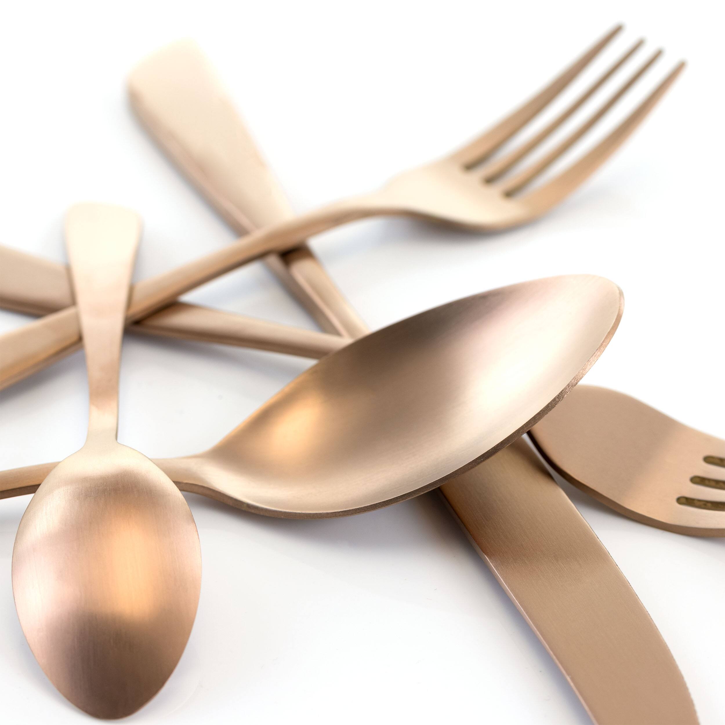 Alt View 2. MegaChef - MegaChef Gibbous 20 Piece Flatware Utensil Set, Stainless Steel Silverware Metal Service for 4 in Rose Gold Matte - Rose Gold.