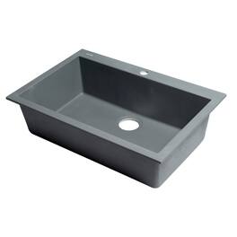 Alfi - brand 30 Drop-In Single Bowl Granite Composite Kitchen Sink - Titanium