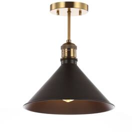 Jonathan Y - Nick 11" Metal LED Semi-Flush Mount - Oil Rubbed Bronze/Brass Gold