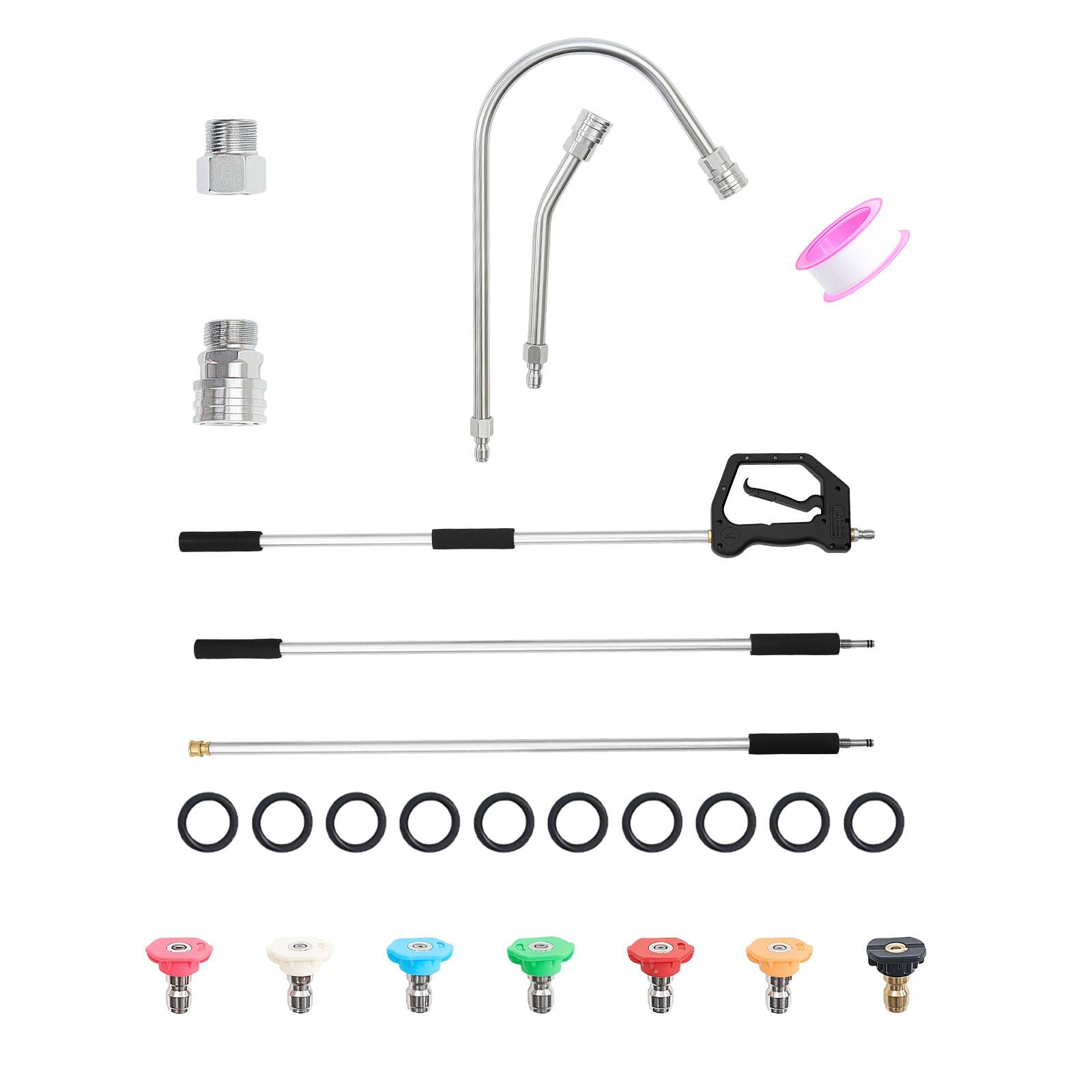 Alt View 5. VEVOR - 9 FT Pressure Washer Telescoping Wand, 3-Section with Power Washer Extension Wands, 7 Nozzles, Hose Adapter - Gray.