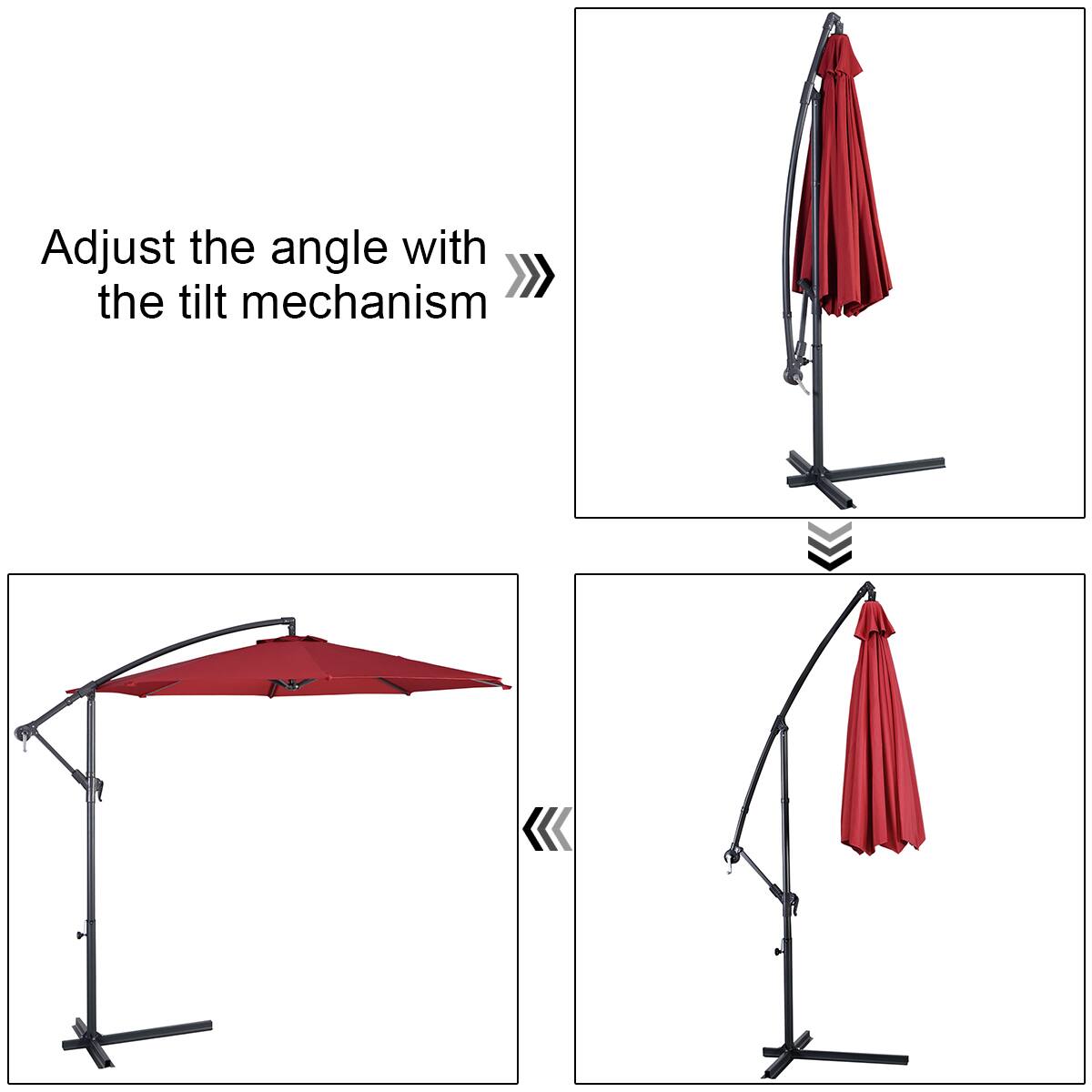 Adjust the angle with the tilt mechanism