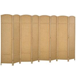PULUZ - Folding Room Divider Screen 8 Panel 5.6 ' Tall Privacy Screen Freestanding Room Partition for Home Office - Natural Wood