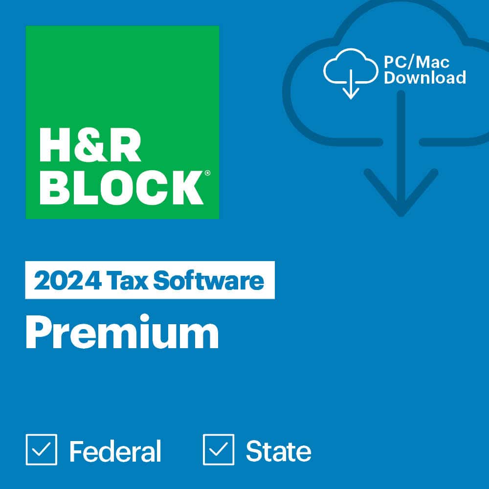 PC/Mac Download H&R Block 2024 Tax Software Premium Federal State