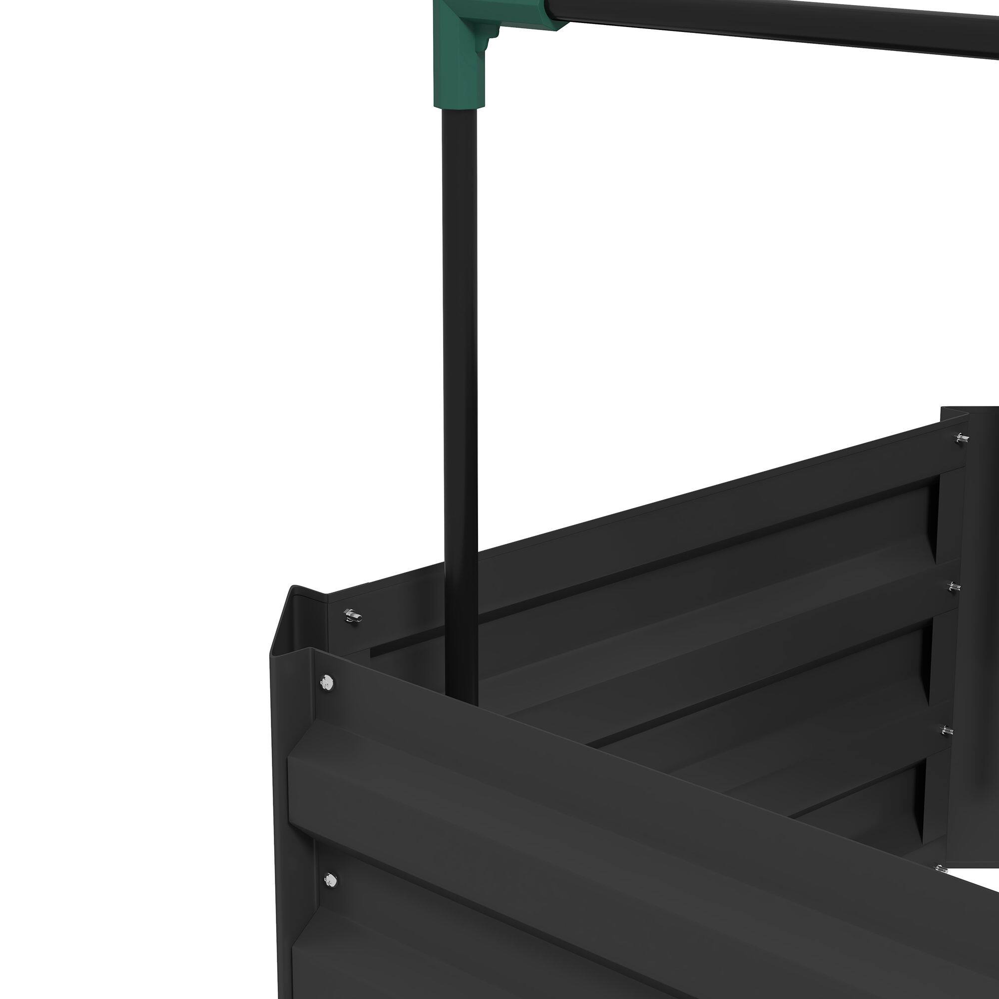 Alt View 7. Outsunny - Galvanized Raised Garden Bed, 73.5" Tall Outdoor Planter Box with Trellis Tomato Cage and Open Bottom for Climbing Vines - Dark Gray.