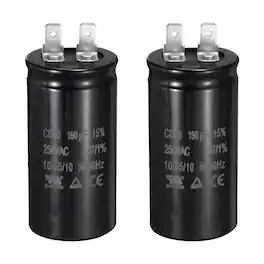 Unique Bargains - 2pcs CD60 Run Capacitor 150uF 250VAC 50/60Hz Motor Start for Washing Machine Air Compressor - Black