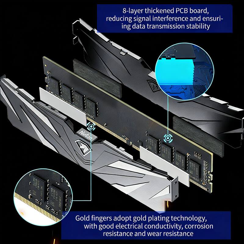 8-layer thickened PCB board, reducing signal interference and ensuring data transmission stability

Netac LLLE Gold fingers adopt gold plating technology, with good electrical conductivity, corrosion resistance, and wear resistance