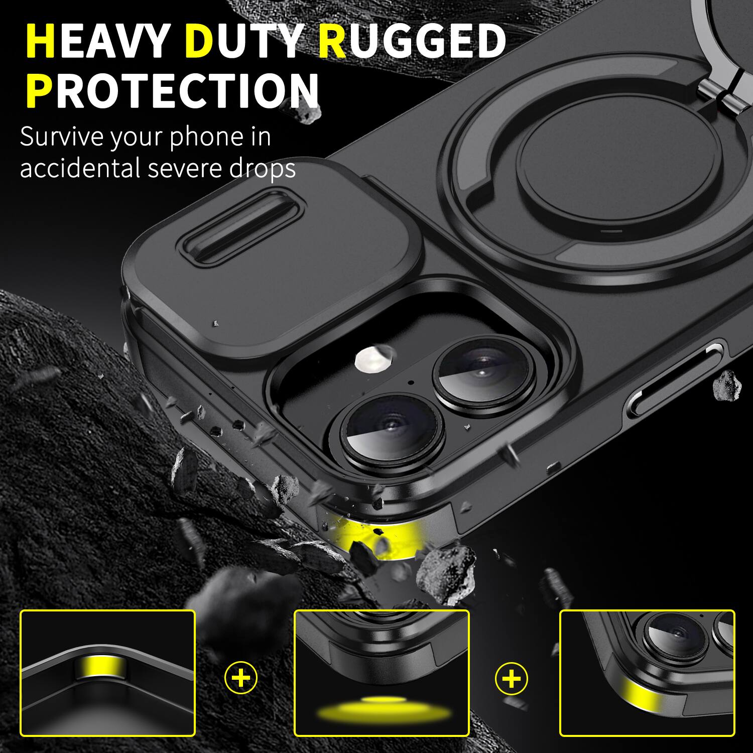 HEAVY DUTY RUGGED PROTECTION  
Survive your phone in accidental severe drops