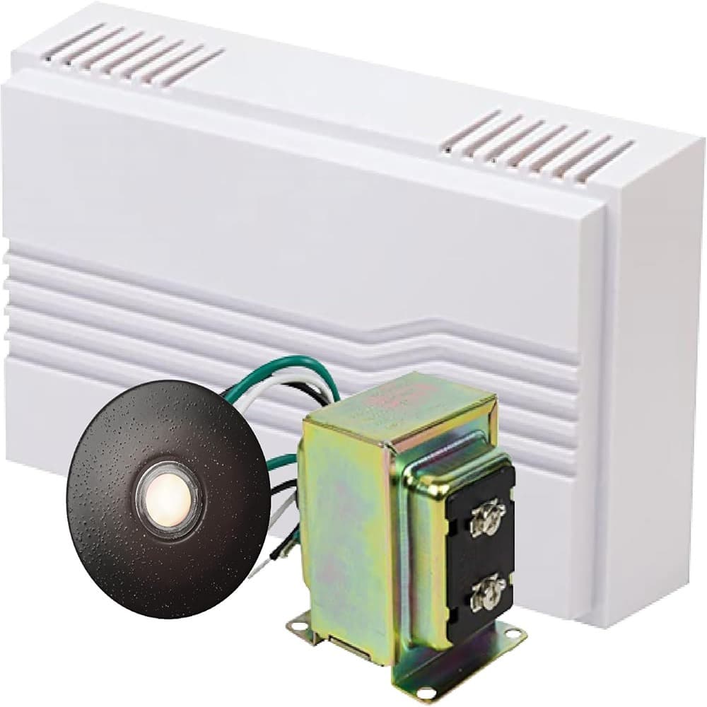 Schertz - Hardwired Door Chime Kit – 16V Transformer & Bronze Button - ‎Satin Nickel