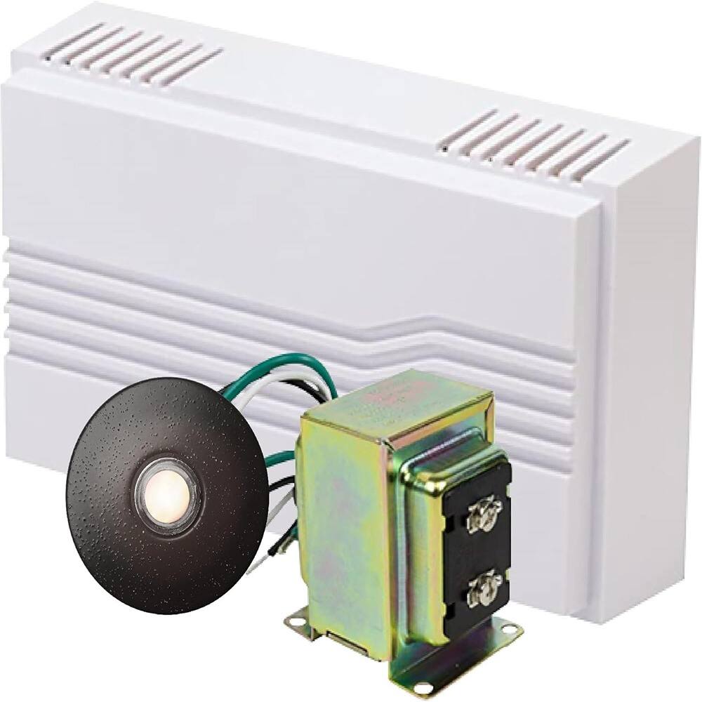 Front. Schertz - Hardwired Door Chime Kit – 16V Transformer & Bronze Button - ‎Satin Nickel.