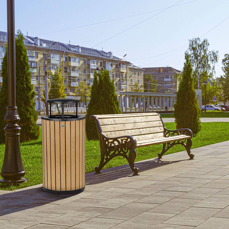 Ship Garbage Containers Alpine Industries 32 Gallon Outdoor Trash Can with Slatted Panels and ...
