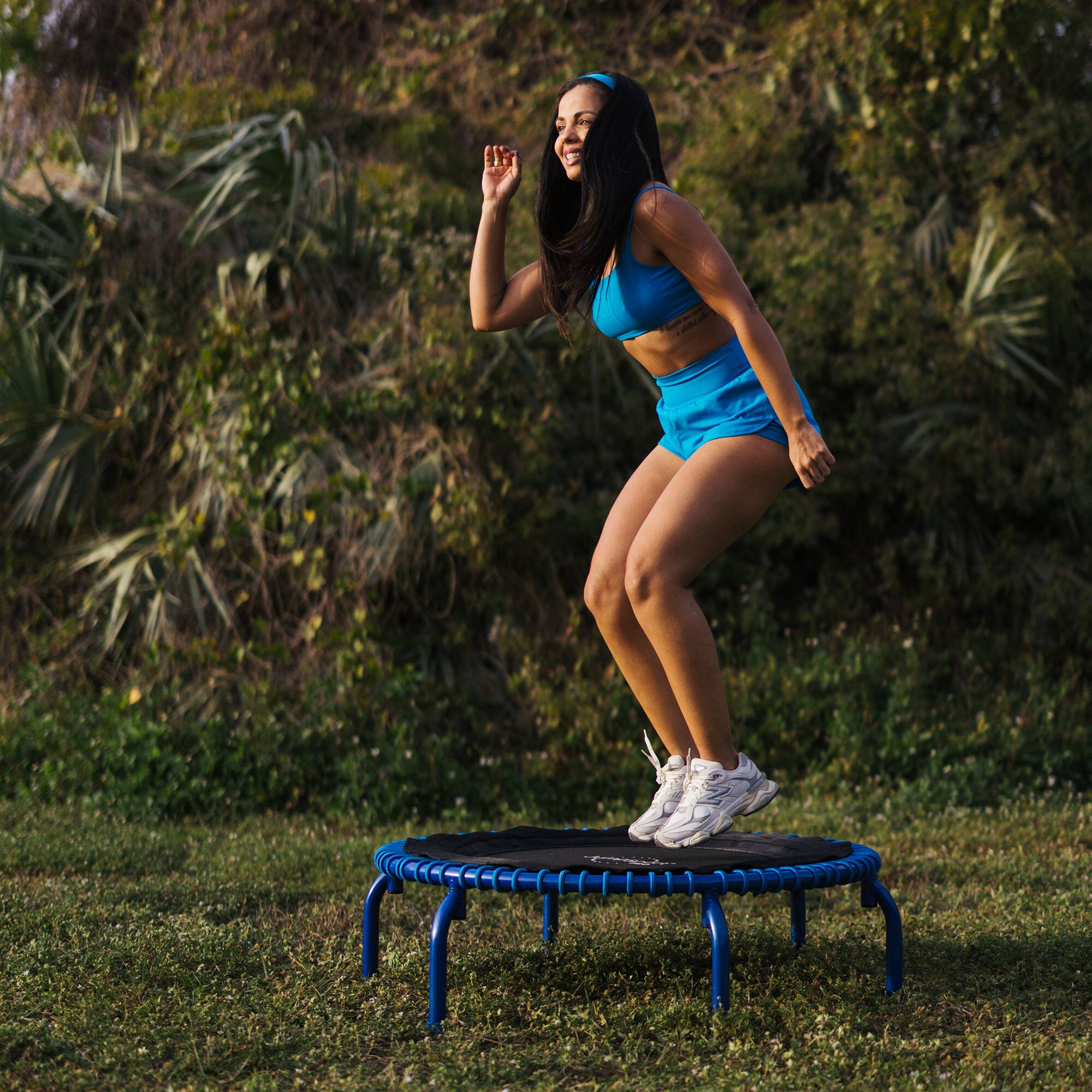 Alt View 6. JumpSport - JumpSport 350 PRO Fitness Trampoline, Cardio Workout Equipment, 39 Inch, Blue - Blue, Black.