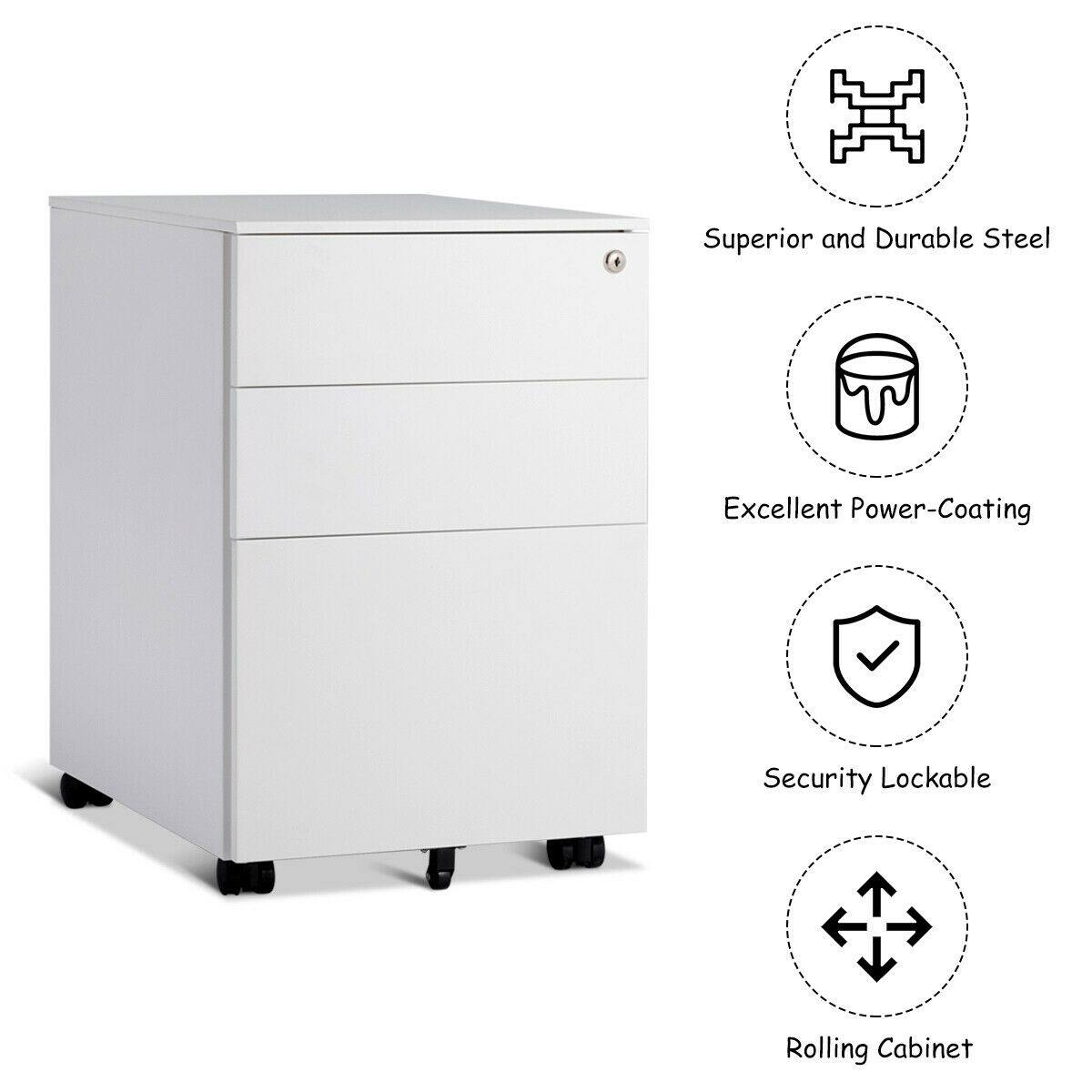 Superior and Durable Steel  
Excellent Power-Coating  
Security Lockable  
Rolling Cabinet