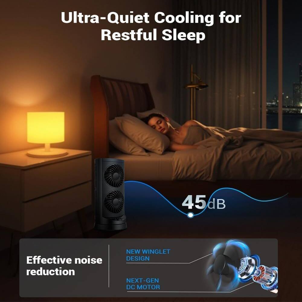 Ultra-Quiet Cooling for Restful Sleep

45 dB Effective noise reduction

NEW WINGLET DESIGN

NEXT-GEN DC MOTOR