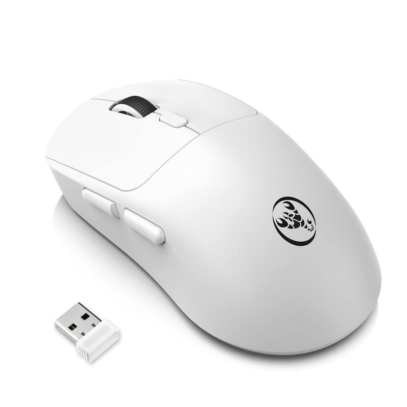 SKRAN - Tri-Mode Wireless Gaming Mouse - 6400 DPI, BT5.4/2.4G/Wired, 72g Lightweight & Easy-to-Use for Office, Gaming - Wireless - White