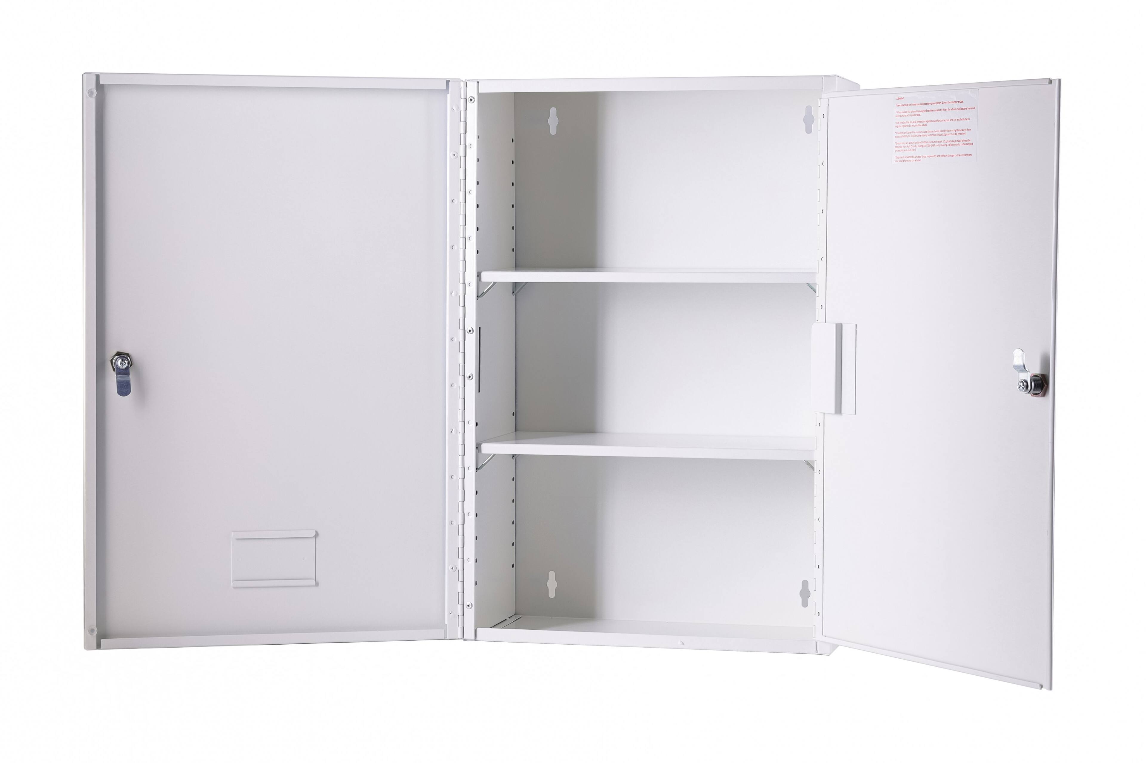 Angle. Viva Comfort - Medicine Cabinet, Large Double Door Bathroom Locking Secure Storage Cabinet - white.