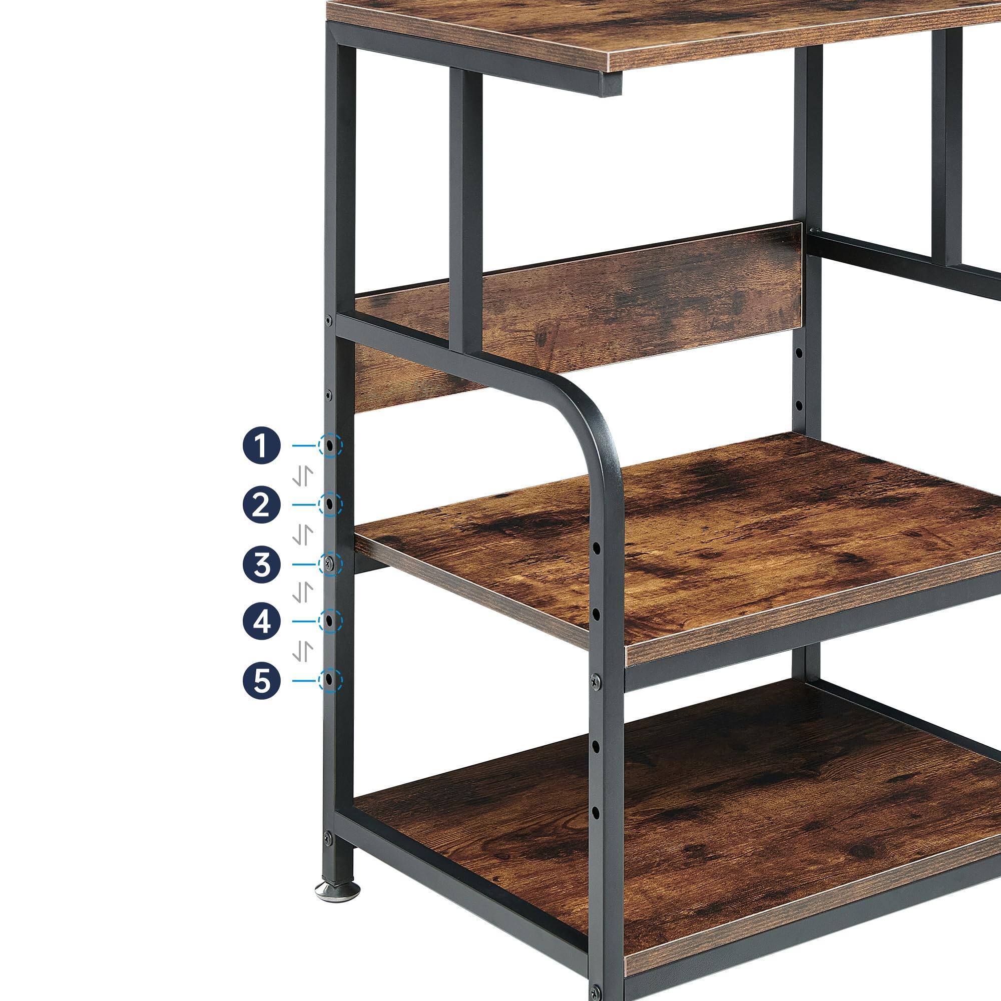 Alt View 3. JETRANSPORT - Printer Table Stand With Height Adjustable Shelf 3 Tier Rolling Cart Wheels For Home Office Storage And - White.