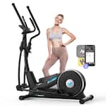 MERACH - Elliptical Trainer Machines 16 Resistance Levels Compact Exercise Machine with Hyper-Quiet Magnetic Driving - Black
