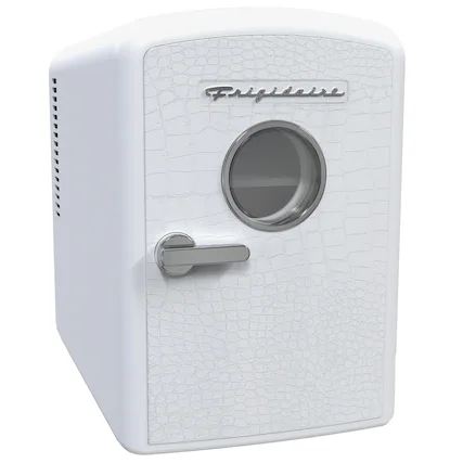 Front. Frigidaire - 9-Can Mini Fridge Cooler Crocodile Door - White.