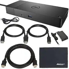 Dell - Performance Dock WD19S 130W with 2x ZoomSpeed DisplayPort & HDMI Cables + AOM Cleaning Cloth - Black (Black)