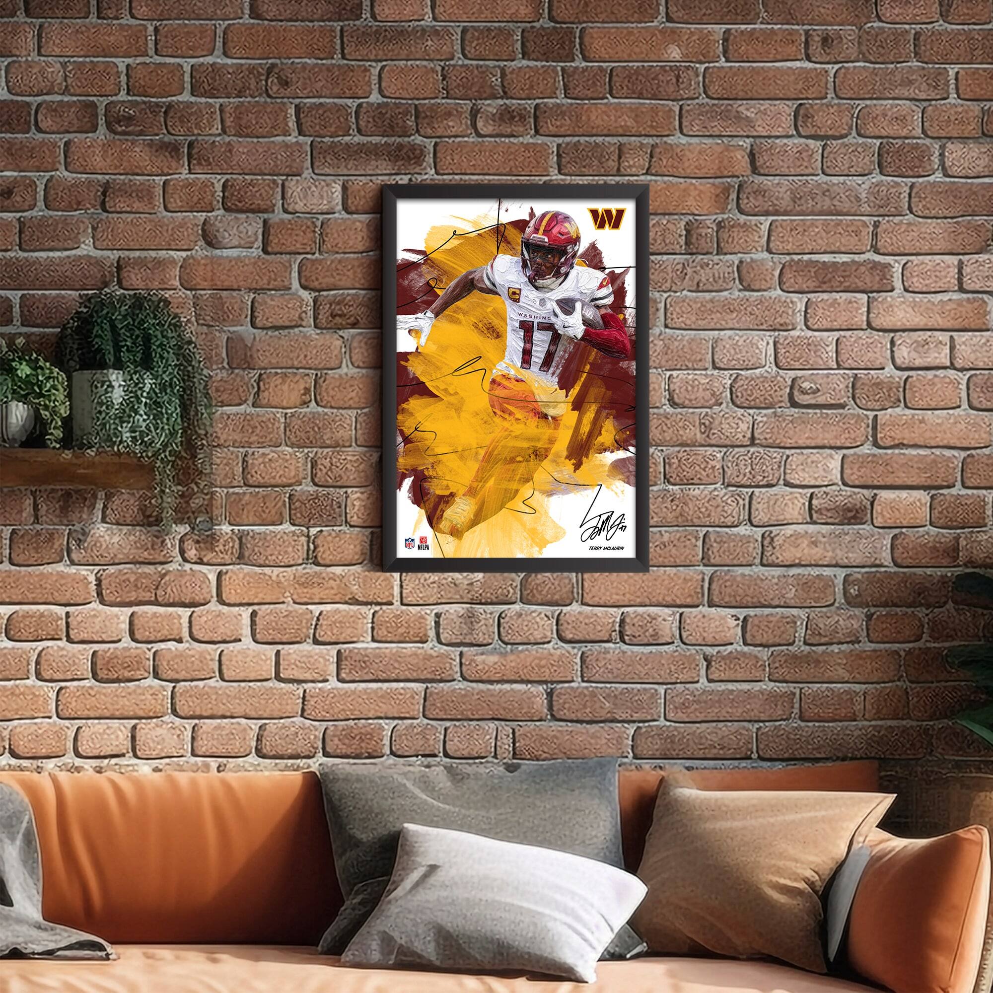 Alt View 1. Sporticulture - Terry McLaurin Washington Commanders 14" x 20" Brush Stroke Player Framed Art Print - Multicolor.