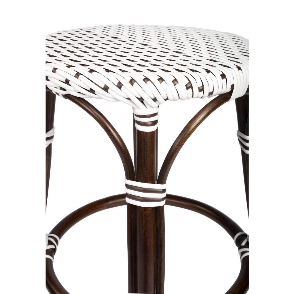 Alt View 1. Butler Specialty - Tobias Rattan Round 24" Counter Stool - White And Brown Dot.