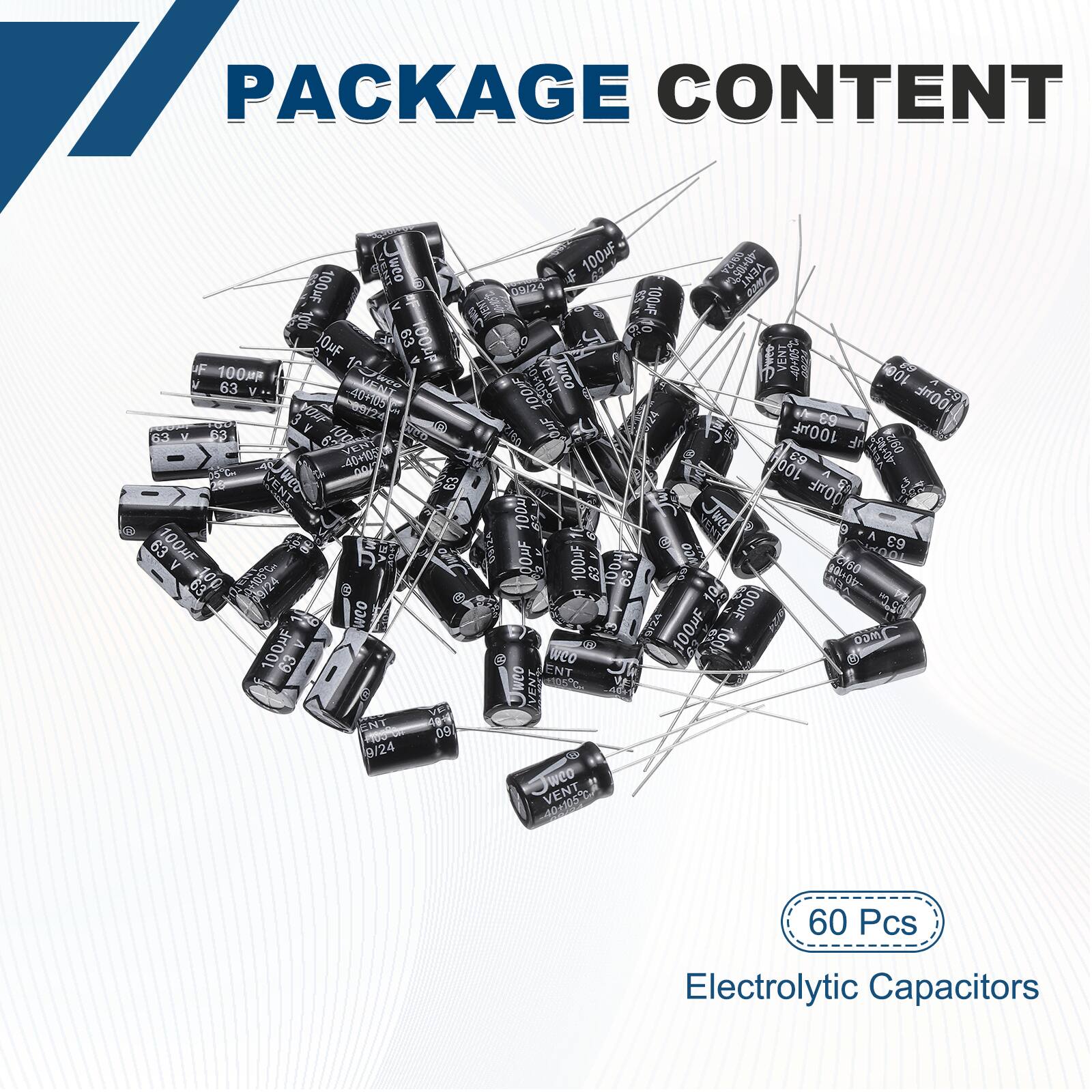 PACKAGE CONTENT

60 Pcs Electrolytic Capacitors