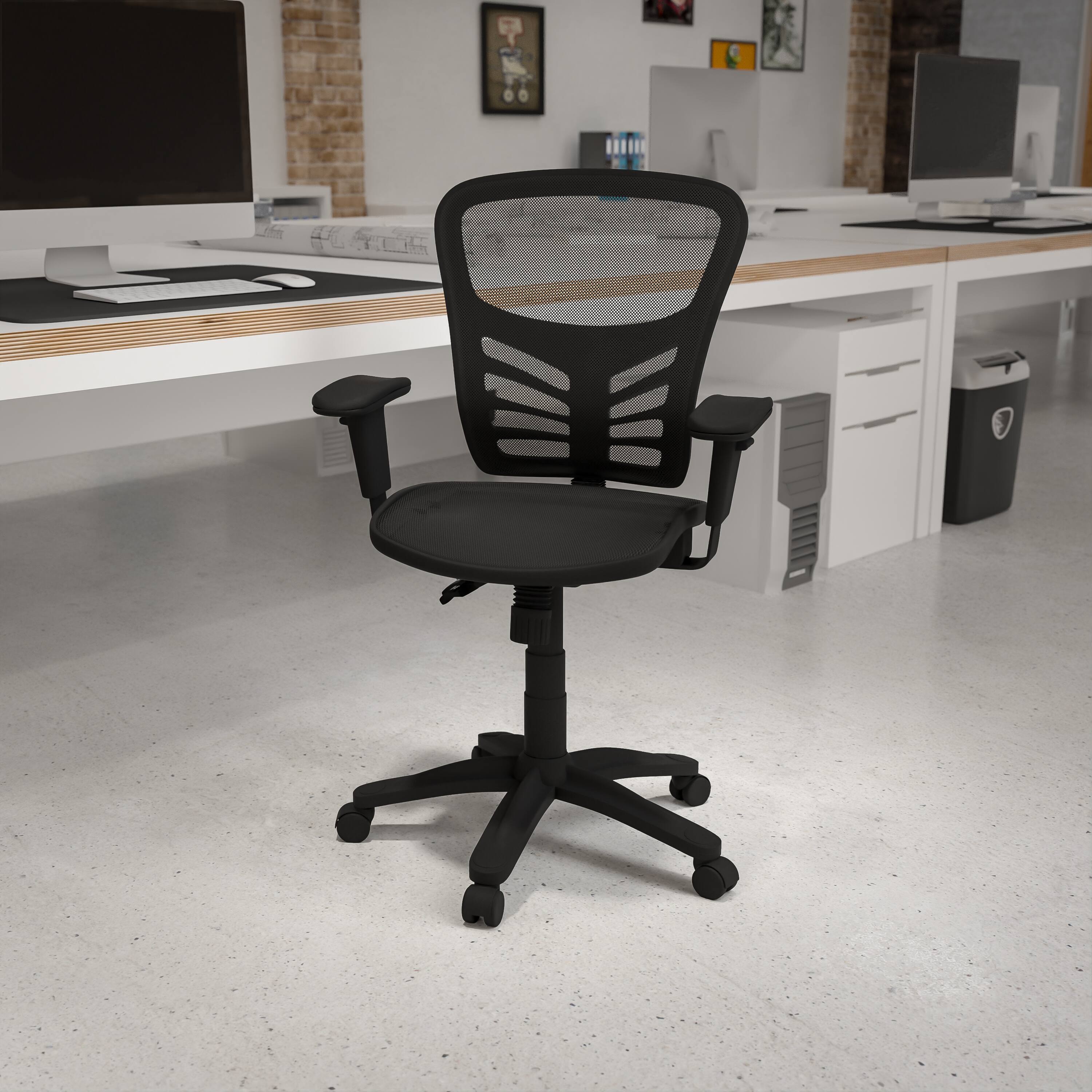 Alt View 1. Emma + Oliver - Mid-Back Transparent Mesh Multifunction Executive Swivel Ergonomic Office Chair with Adjustable Arms - Black.