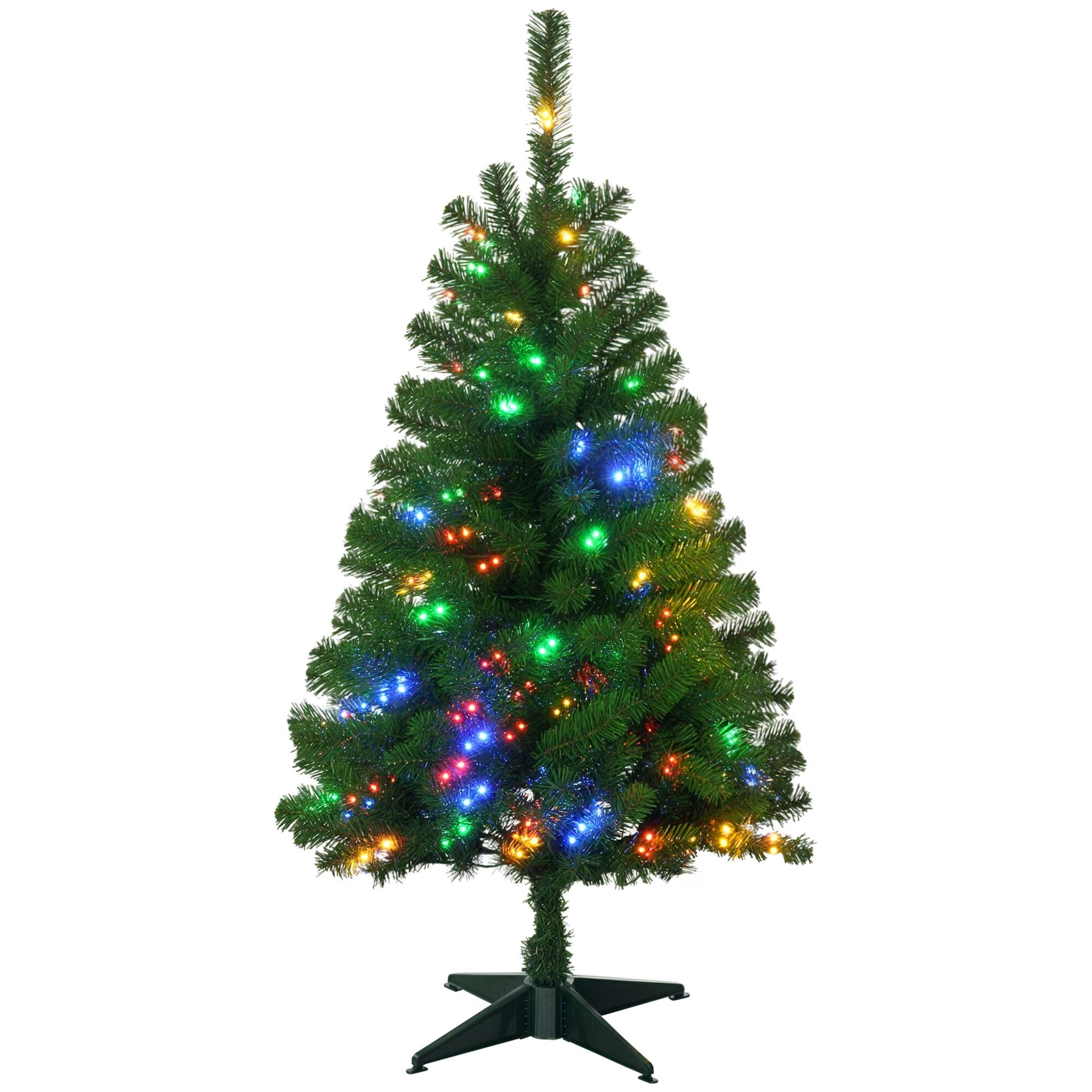 Front. Homcom - Prelit Artificial Christmas Tree, 208 Branches, 100 Warm White or Colorful LEDs, Auto Open - green.
